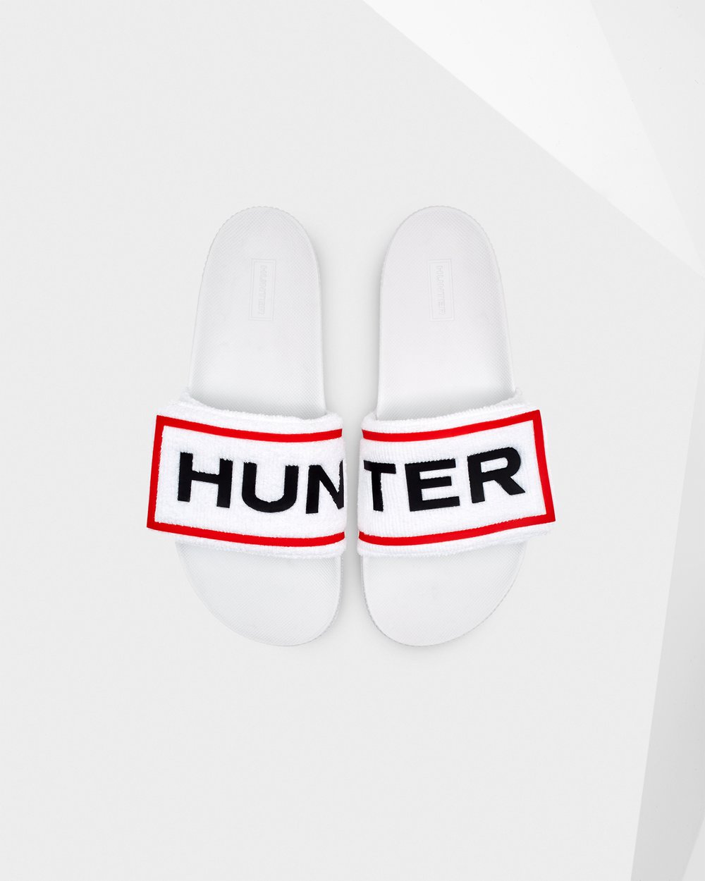Hunter Badesandaler Dame Hvide | Original Terry Towelling Logo Adjustable | FXERB-3258